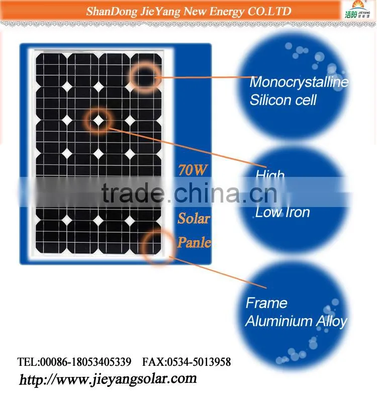 Hot sale high effective 70w 220V mono solar panel manufacturers in China