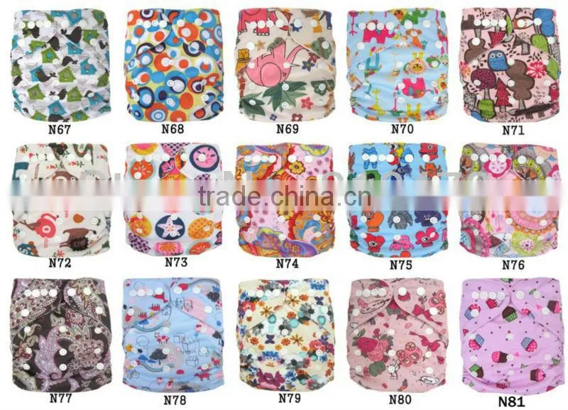 New Coming Nappy Fabric Reusable Baby Cloth Diaper Nappy Animal Baby