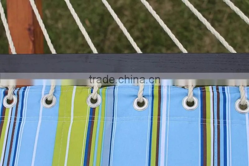 Hammock Quilted Fabric W/Pillow Double Size Spreader Bar Heavy Duty Stylish Blue