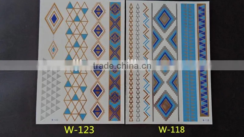 Blue metallic tattoo ink Newest Temporary gold silver tattoos 15*20CM