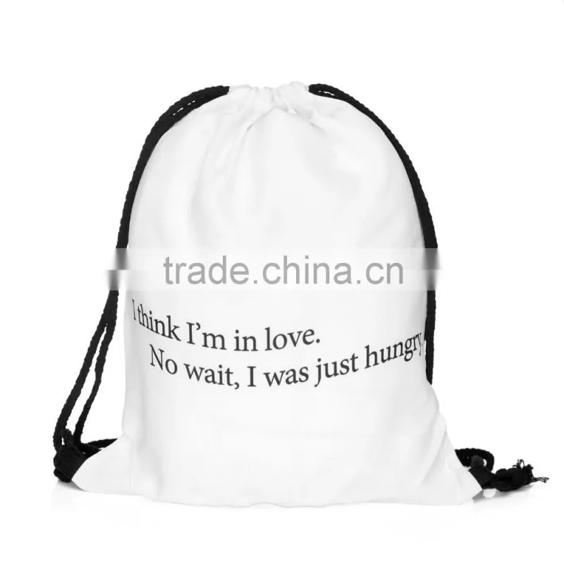 Brand New Custom 3D Print Cheap Cloth Drawstring Sports Bag