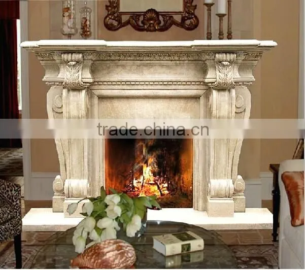 Western Style Hand Carved Corner Fireplace Mantels Shelves
