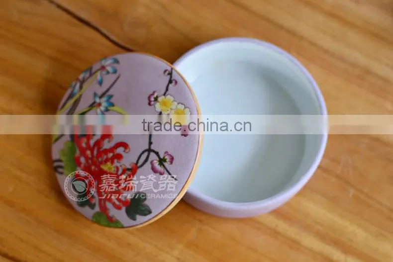 Customer Handpainted white ceramic Jewelry Box Round