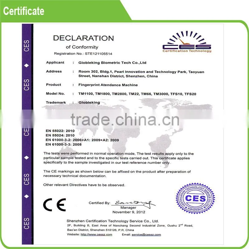 TF20 biometric fingerprint access control system