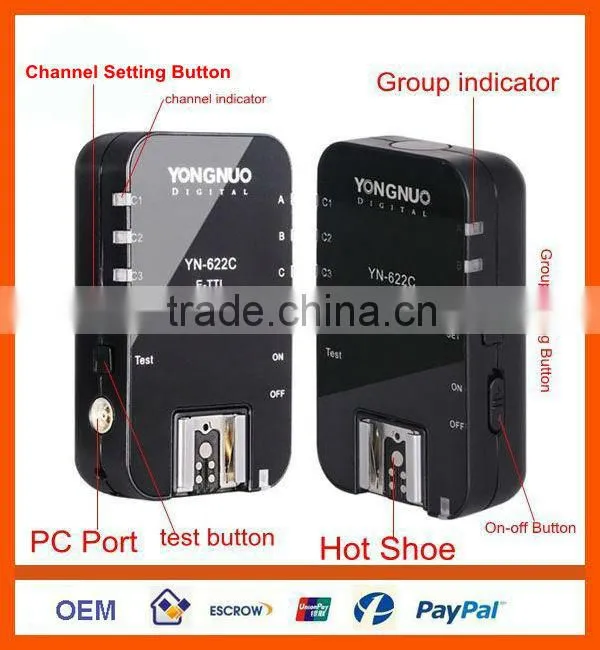 Yongnuo YN-622C Wireless TTL Flash Trigger for Canon 7D 5DII 5DIII 1DIV 1DIII 5D