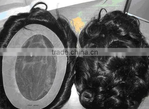 Super fine mono base with 1" thin PU overlaid all around hair replacement