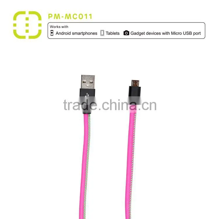 Walnut micro leather cable for samsung/smartphone