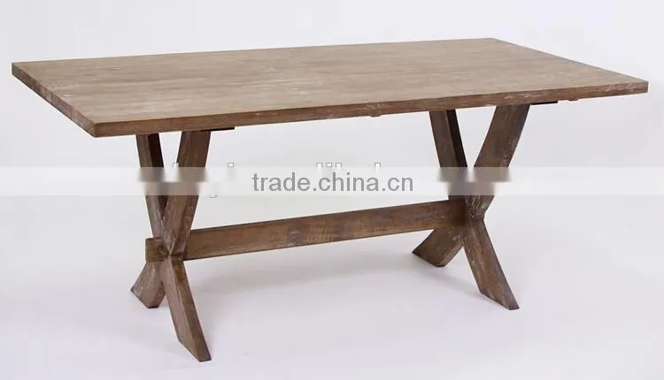 Home used Antique Solid wooden With X design leg Rectangular Dining /Party Table(DT-827-OAK)
