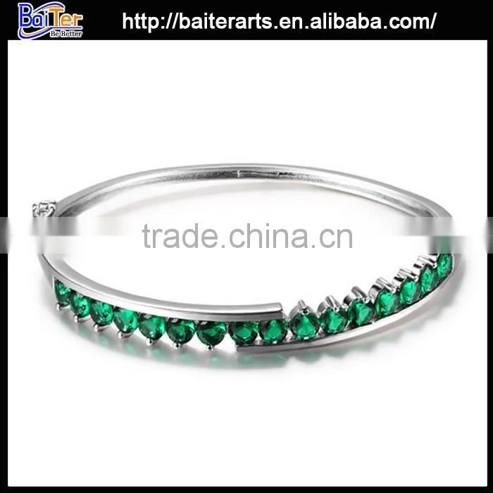 multi colors women's alloy copper heart shaped zircon ruby bracelet bangles