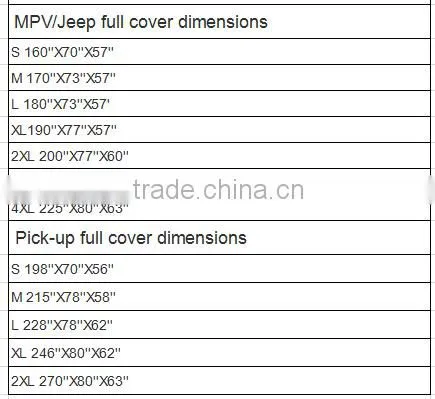 hot sell snow proof car cover with different size and customed printing logo