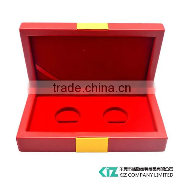 Hot Sell Cheap Wooden Coin Box,Medal Box for 2 pieces
