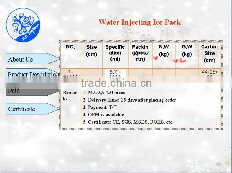 water injecting ice pack