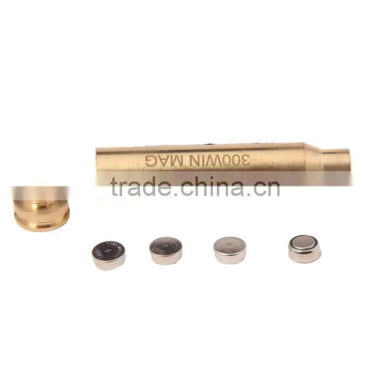 Funpowerland 300WIN MAG Caliber Cartridge Style Red Laser Bore Sight in Brass