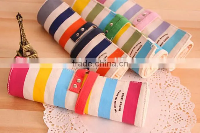 Newest stripe printing roll up school pencil case made in china