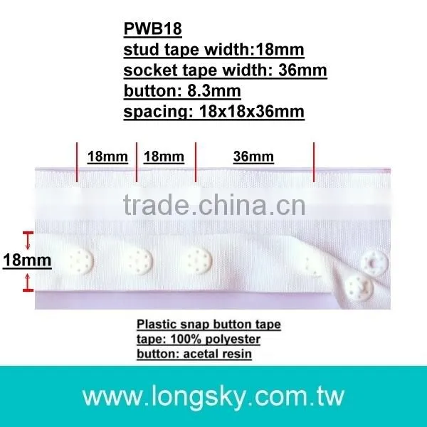 (#PWB01) Taiwan high class plastic polyester snappy button tape for clothing
