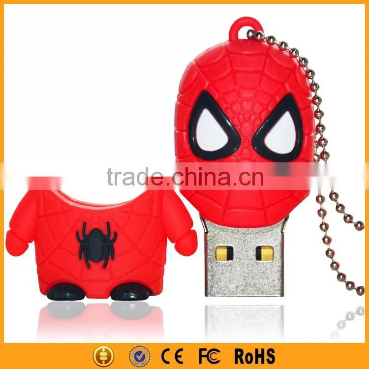 Chiristmas Gift Custom Cartoon USB 2.0 Stick Spiderman USB Flash Drive 16GB