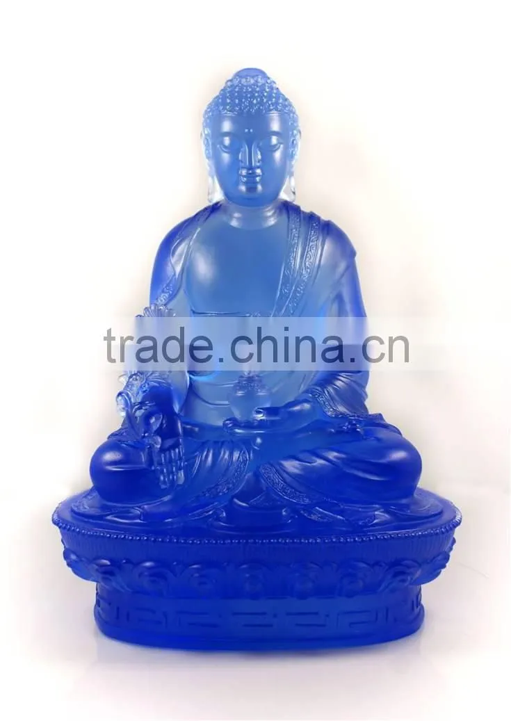 manjushri Bodhisattva buddhism statue liuli colored glaze wholesale
