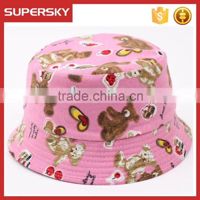 A-1417 fashion baby print bucket sun hat children summer sun beach cap cute kids bucket hat
