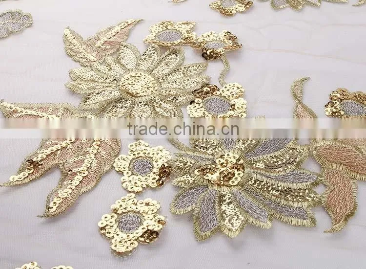 Wholesale fabric embroidered satin fabric, stone embroidery sequins fabric, organza embroidery lace fabric