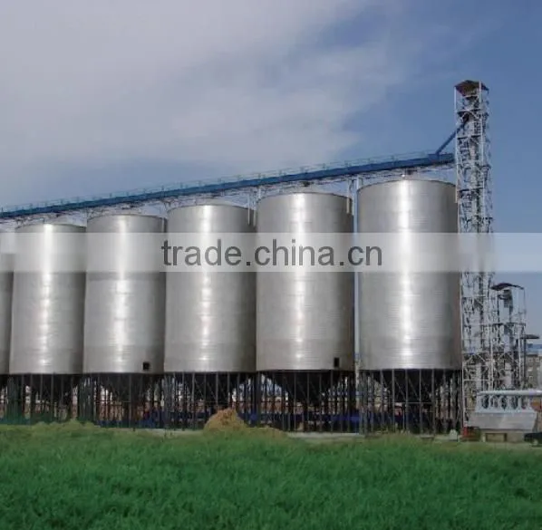 Galvanized hopper bottom corrugated grain silo