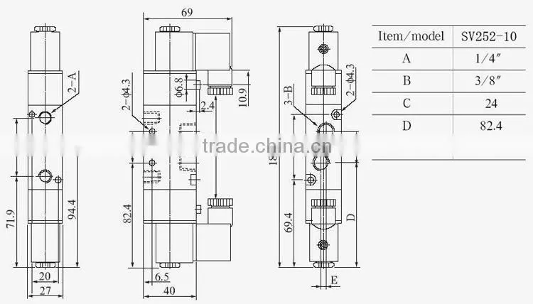 Pneumatic 5 ways/ Two Coil Solenoid Valve