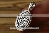 Silver 925 Oval Pendant Icon of St. Mary. Russian Style. Burnished Silver