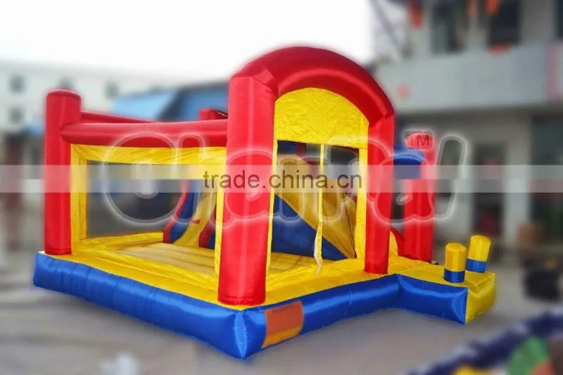 Home use nylon inflatable bouncy castle with slide for kids