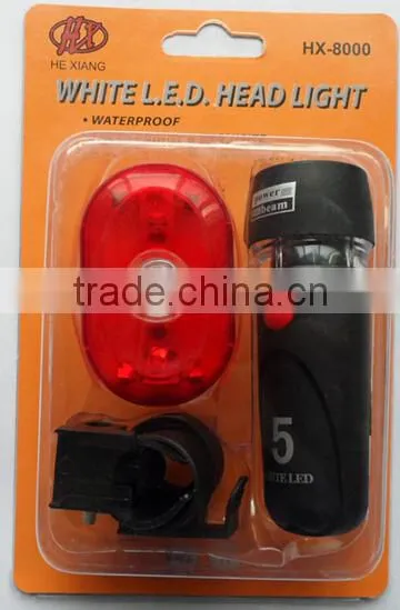 5 LED Waterproof Bike Bicycle Head Light Front Rear Tire Tail Safety