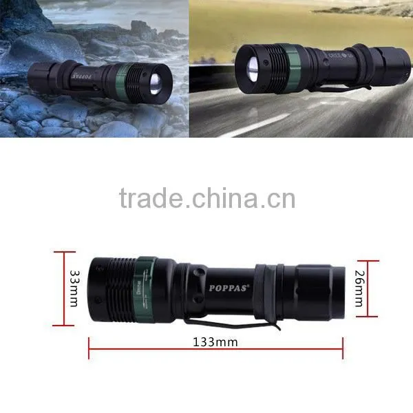 POPPAS T820 Hot Sale XPE Led Adjustable Focus aluminum 1101 Police Flashlight