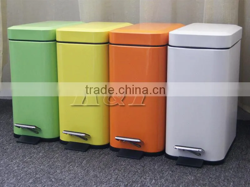 square colorful stainless steel trash bin