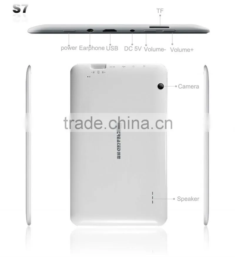 7inch android tablet quad core RK3126 android 4.4 wifi bluetooth 1024*600 IPS screen high quality customise loud speaker tablets