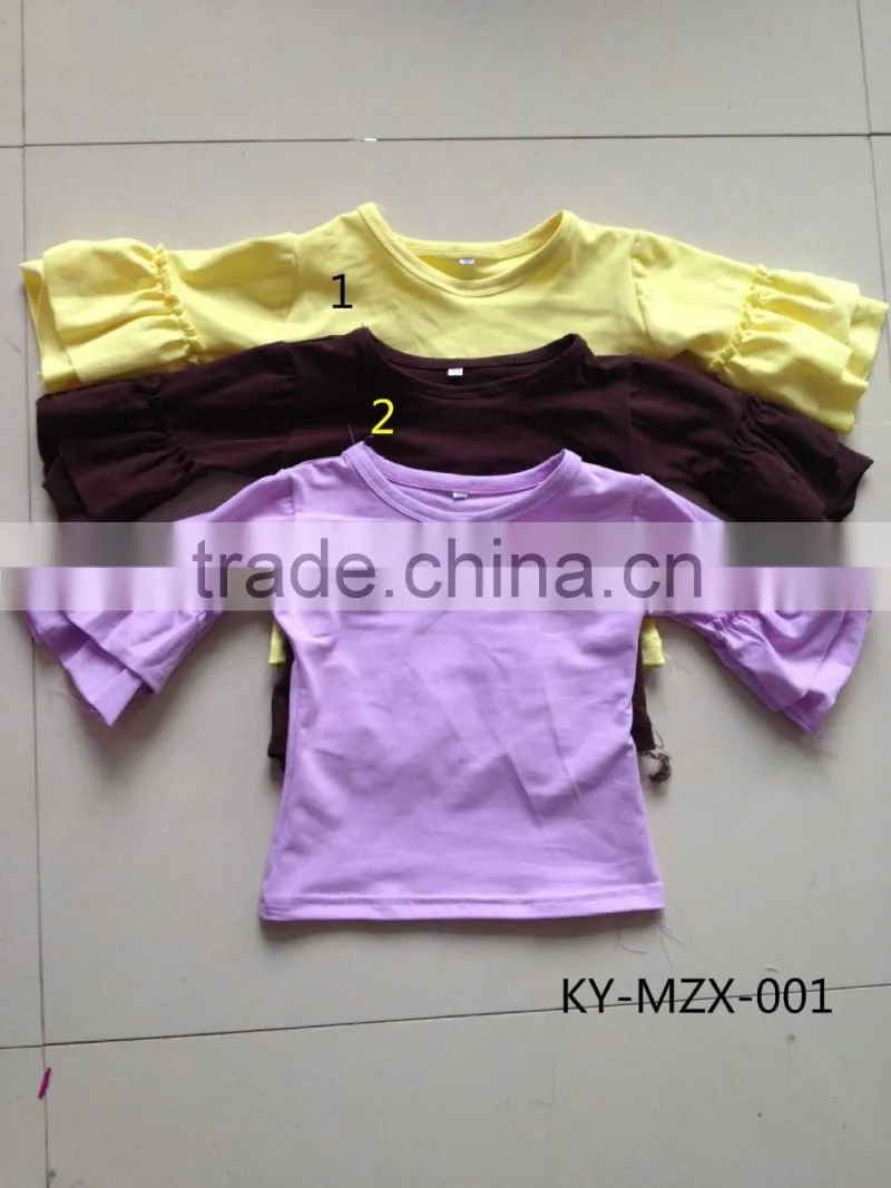 Many colors half sleeve cotton girls ruffle shirt wholesale children clothing usa long sleeve children boutique summer 2016