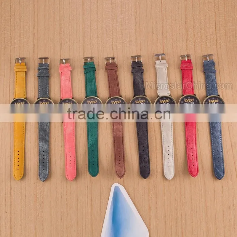 New Handmade Dial Denim Canvas Strap Wrist Watch