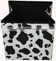 Stronger!! Black PVC Leather folding storage ottoman