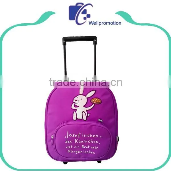 Wellpromotion colorful kids school trolley bag for girls