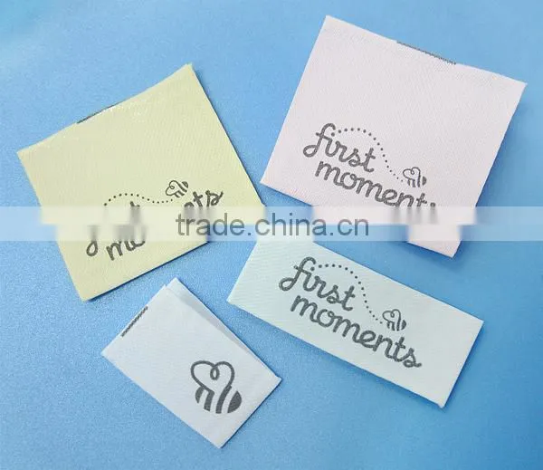 High Quality Soft Feeling Dull Satin Printed Baby Garment Main Label