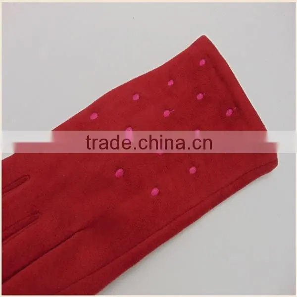 2016 NEW Fashional Cherry Thinsulate Suede motorcycle Gloves For Girls