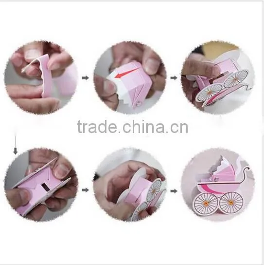 Baby Carriage Stroller Birthday Boy Girl Baby Shower Favor Candy Box