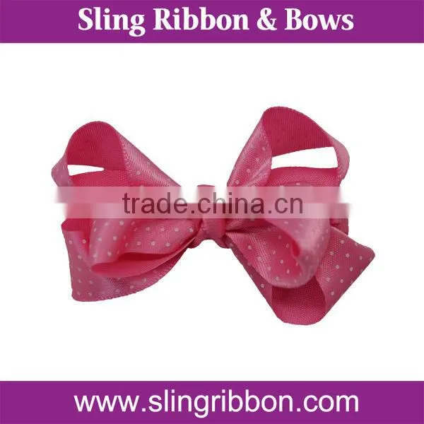 Shocking Pink Ribbon Hair Clips On Card For Kids