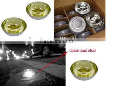 Round top glass road studs