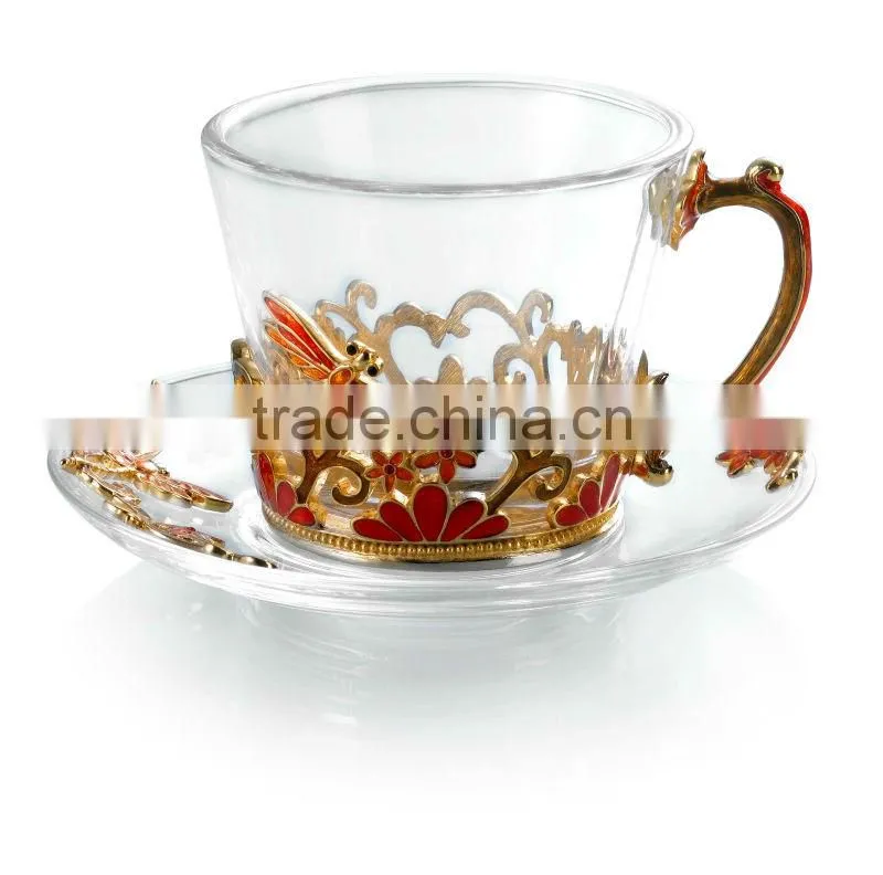 Fancy dragonfly coffee cups set for home/hotel/bar