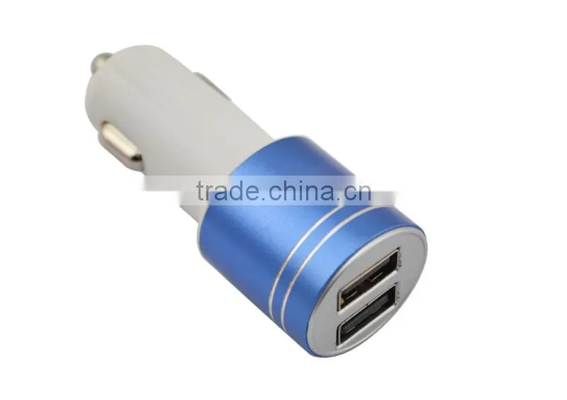 Alloy shell usb car charger 2 output port