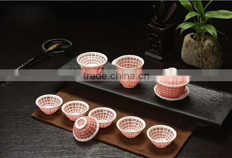 Wholesale hand made porcelain Turkish tea set 9pcs
