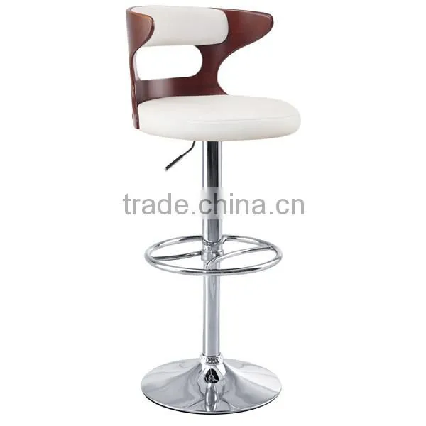 2015 New White PU Oak Wood Modern Bar Stool for Living Room