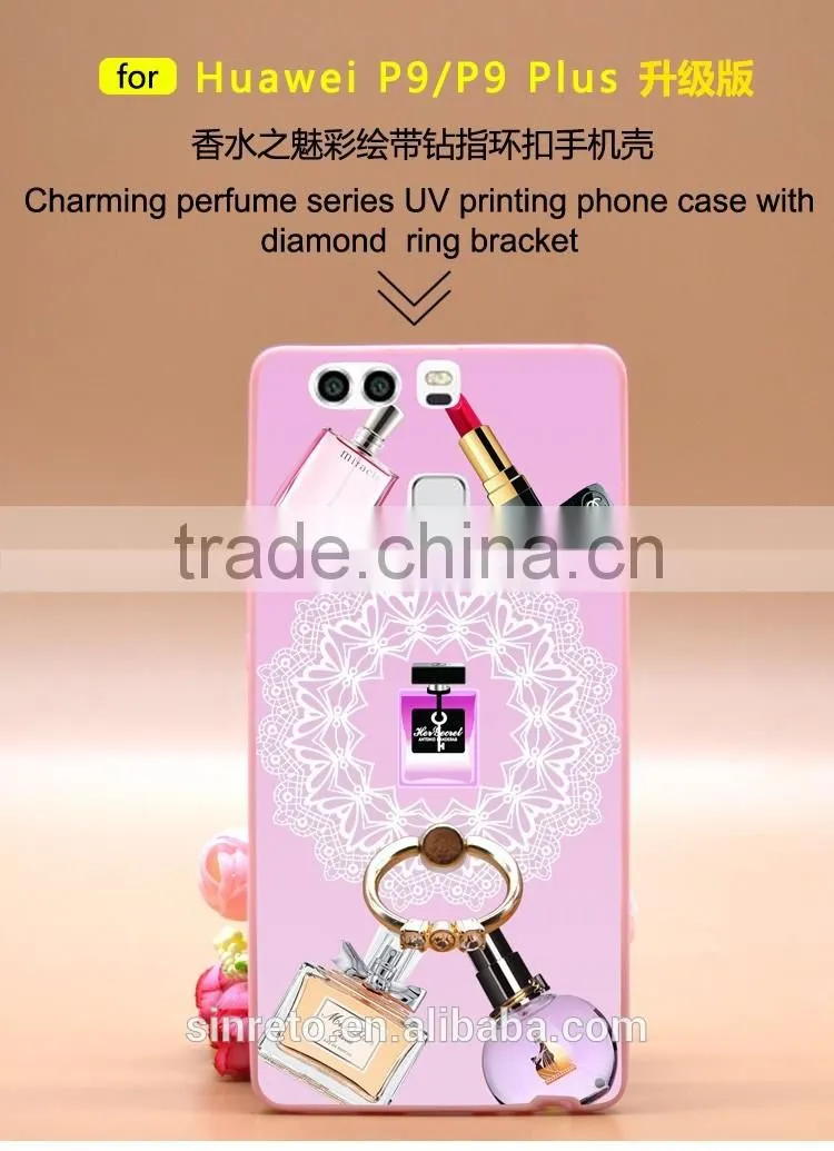 Perfume TPU+PC 2-in-1 Hybrid Pattern Phone Case With Ring Bracket Compatible Brand For Huawei P9/P9 Plus