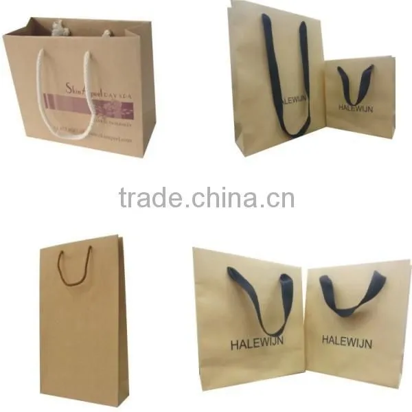 2016 Hot Sale Cheap Christmas Brown Paper Gift Bags