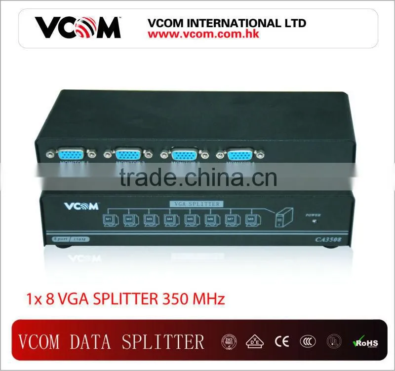 2013 Hot Sale 1*8 Ports VGA Power Splitter 350MHz