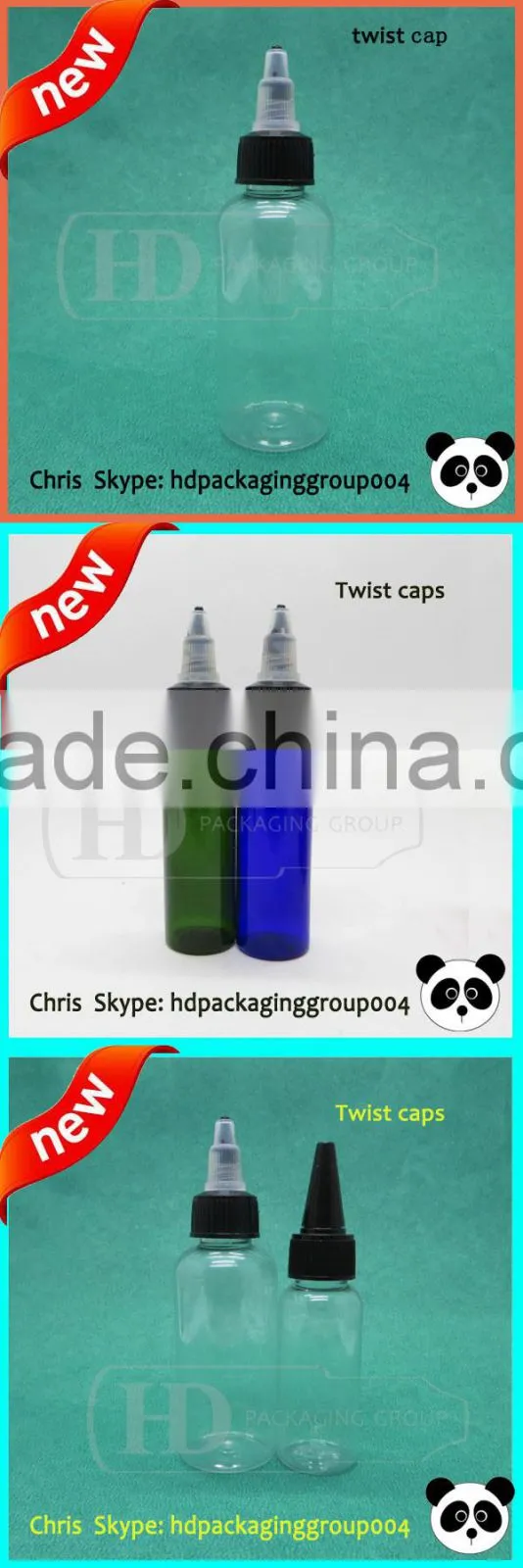 China new design 30ml/1oz twist caps bottle for e-juice long dripper twist off cap