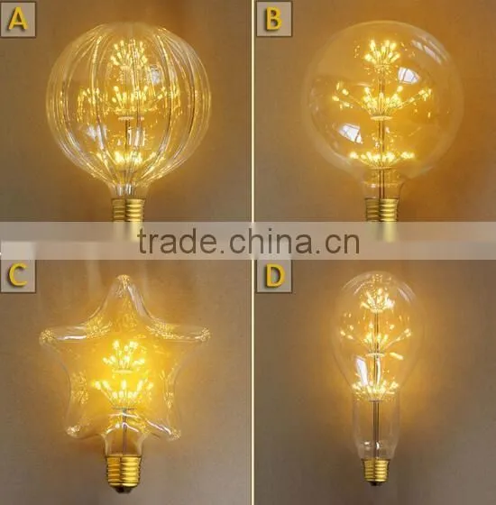 Fireworks LED Light E27 ST64 Edison Vintage Flower Bulb lamp Decorative Cafe star