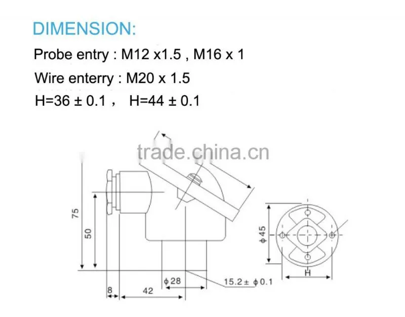 alumina waterproof thermocouple head KD(BA)